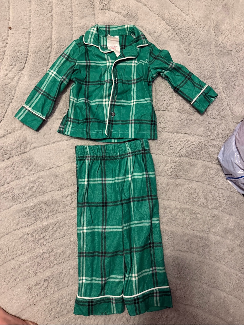 Target Green Plaid Kids Pajama Set with White Piping
